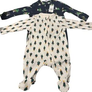 Old Navy Kids Bodysuits - Cream and Black with Tree Print and